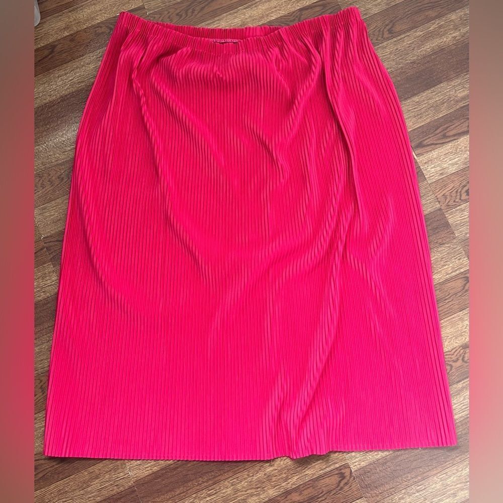 Vintage Perception Fuchsia Pleated Midi Skirt Classic Colorful Size Large Barbie